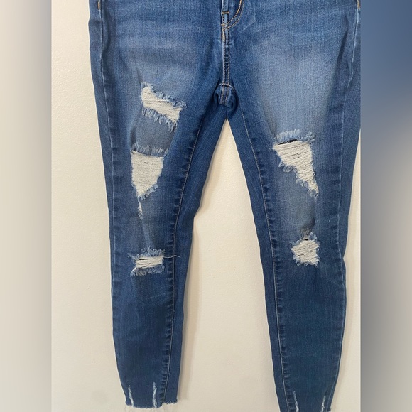 Blue Skinny Distressed Jeans - size 7 - Picture 2 of 4